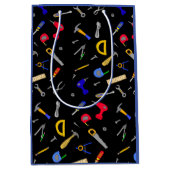 ハッピーバースデー少年のツールコラージュ ミディアムペーパーバッグ (正面)