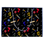 ハッピーバースデー少年のツールコラージュ ラージペーパーバッグ (裏面)