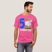 ハッピーバースデー少年5白い羊の毛皮の羊の女性 Tシャツ (正面フル)