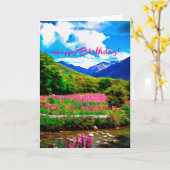 ハッピーバースデー山のヴィスタカード カード (黄色い花)