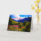 ハッピーバースデー山カード カード (黄色い花)