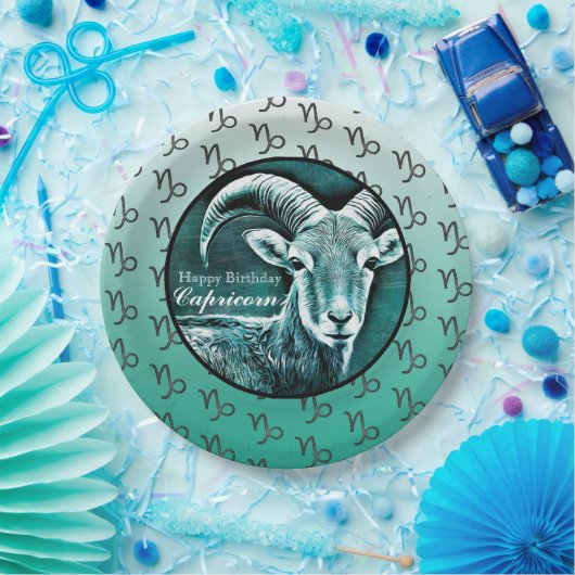 ハッピーバースデー山羊座占星術〔占星術の〕十二宮図ヤギ ペーパープレート (パーティー)