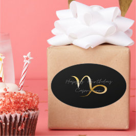 ハッピーバースデー山羊座 楕円形シール