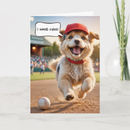 ハッピーバースデー帽をかぶった飼い犬 カード