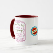 ハッピーバースデー年名の追加日付ヴィンテージピンク マグカップ (正面左)