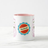 ハッピーバースデー年名追加日付ヴィンテージピンク マグカップ (中央)