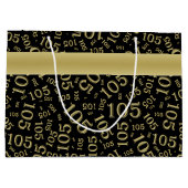 ハッピーバースデー年齢105番パターンブラック/金ゴールド ラージペーパーバッグ (裏面)