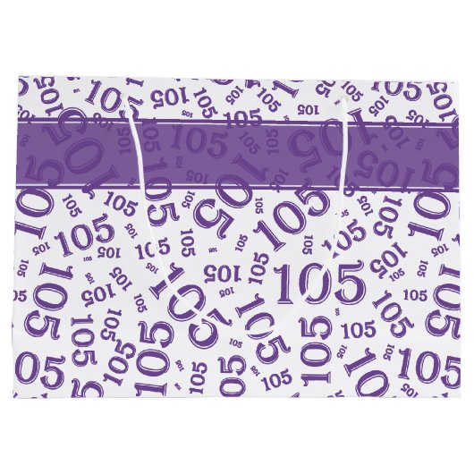 ハッピーバースデー年齢105番パターン紫/白 ラージペーパーバッグ (裏面)