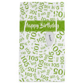 ハッピーバースデー年齢105番パターン緑/白 スモールペーパーバッグ (正面)
