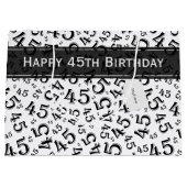 ハッピーバースデー年齢45番パターン黒/白 ラージペーパーバッグ (正面)