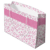 ハッピーバースデー年齢55番パターンピンク/白 ラージペーパーバッグ (裏面アングル)