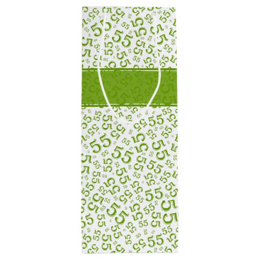 ハッピーバースデー年齢55番パターン緑/白 ワインギフトバッグ (裏面)