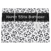 ハッピーバースデー年齢55番パターン黒/白 ラージペーパーバッグ (正面)