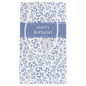 ハッピーバースデー年齢55番パターン、青い白、 スモールペーパーバッグ (正面)