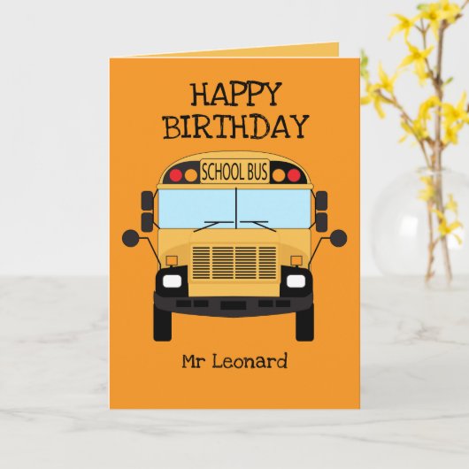 ハッピーバースデー幼稚園スクールバスドライバー カード (黄色い花)