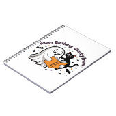 ハッピーバースデー幽霊猫PNG -不気味可愛いクラシック ノートブック (左側)
