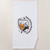 ハッピーバースデー幽霊猫PNG -不気味可愛いクラシック ビーチタオル (正面)