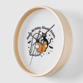 ハッピーバースデー幽霊猫PNG -不気味可愛いクラシック 壁時計 (傾斜)