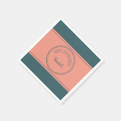 ハッピーバースデー幾何二重円ティール（緑がかった色） スタンダードカクテルナプキン (角)