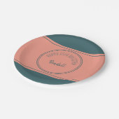 ハッピーバースデー幾何二重円ティール(緑がかった色) ペーパープレート (アングル)