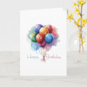 ハッピーバースデー従業員ユニークバルーンカード カード (黄色い花)