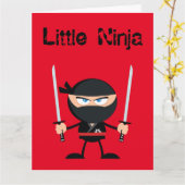 ハッピーバースデー忍者ウォリアーと2つのカタナ カード (黄色い花)