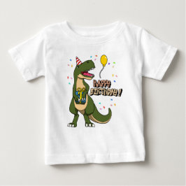 ハッピーバースデー恐竜ティラノサウルス ベビーTシャツ