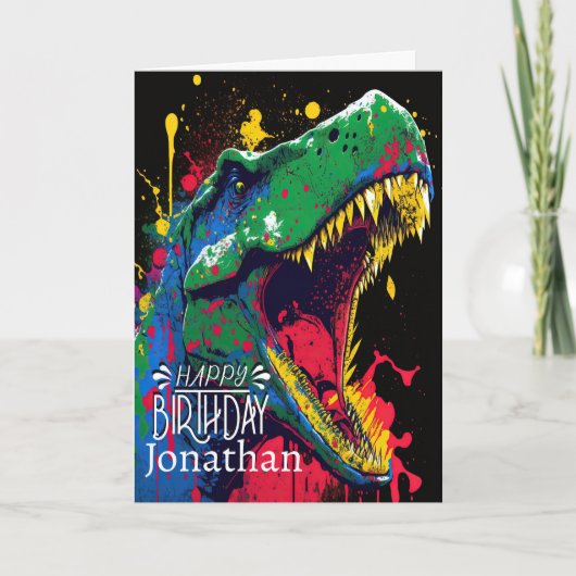 ハッピーバースデー恐竜ブルーディノカード カード (正面)