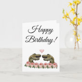 ハッピーバースデー恐竜 カード (黄色い花)
