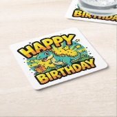 ハッピーバースデー恐竜 スクエアペーパーコースター (アングル)
