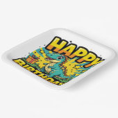 ハッピーバースデー恐竜 ペーパープレート (傾斜あり)