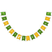 ハッピーバースデー恐竜Tレックスグリーンイエローパーティー バンティングフラッグ (全)