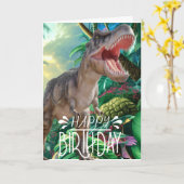 ハッピーバースデー恐竜Tレックスジュラシックカード カード (黄色い花)