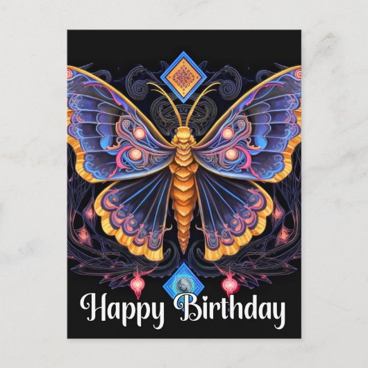 ハッピーバースデー想像性バタフライデザイン シーズンポストカード (正面)