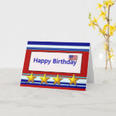 ハッピーバースデー愛国心と国旗 カード (黄色い花)