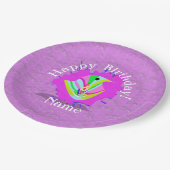ハッピーバースデー愛！名前パーソナライズされた付き ペーパープレート (アングル)