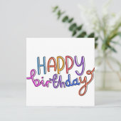 ハッピーバースデー手書き虹デザイン シーズンカード (スタンド正面)