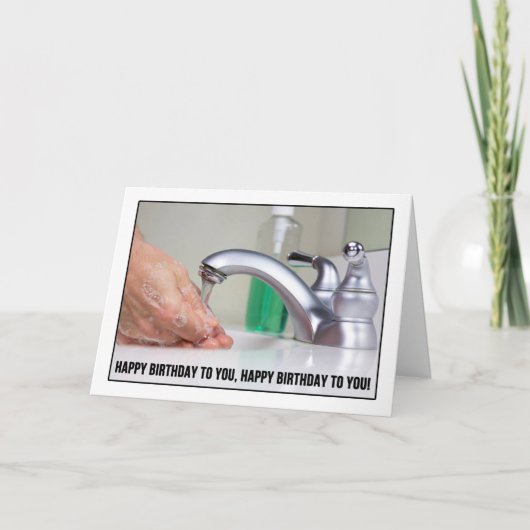 ハッピーバースデー手洗いコロナウイルスユーモア カード (正面)
