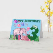 ハッピーバースデー折り畳みグリーティングカード カード (黄色い花)