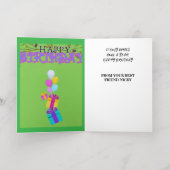 ハッピーバースデー折り畳み箔挨拶カード 箔グリーティングカード (内側レイダウン)