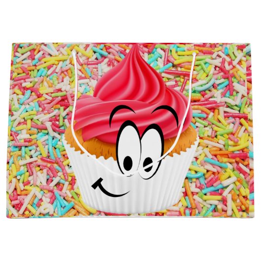 ハッピーバースデー抱き枕カップケーキ ラージペーパーバッグ (正面)