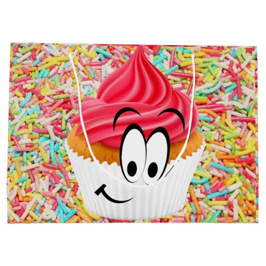 ハッピーバースデー抱き枕カップケーキ ラージペーパーバッグ (裏面)