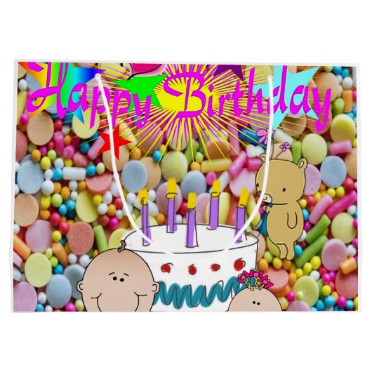 ハッピーバースデー抱き枕キッズ ラージペーパーバッグ (裏面)