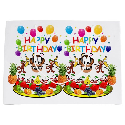 ハッピーバースデー抱き枕サル ラージペーパーバッグ (正面)