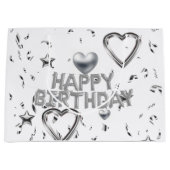 ハッピーバースデー抱き枕シルバーハート ラージペーパーバッグ (正面)