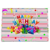 ハッピーバースデー抱き枕ストライプ ラージペーパーバッグ (正面)
