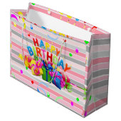 ハッピーバースデー抱き枕ストライプ ラージペーパーバッグ (正面アングル)