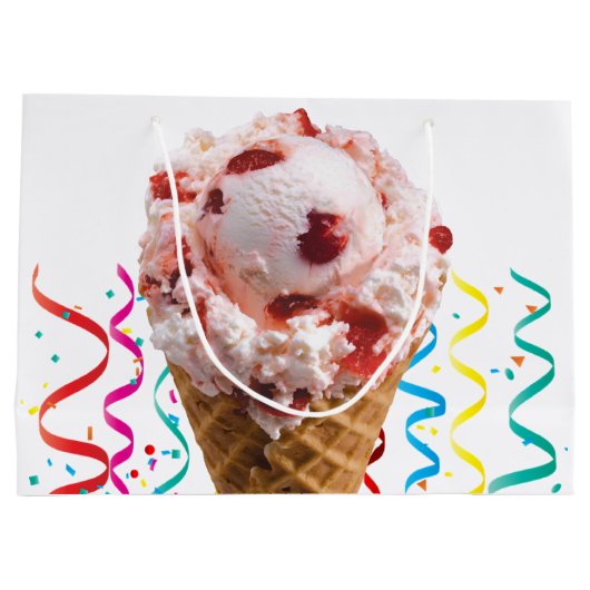 ハッピーバースデー抱き枕ストロベリーアイスクリーム ラージペーパーバッグ (裏面)