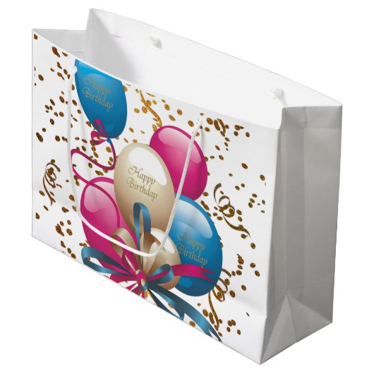 ハッピーバースデー抱き枕バルーン ラージペーパーバッグ (正面アングル)