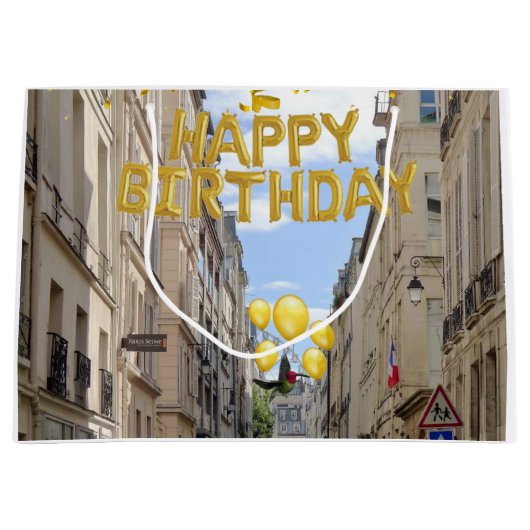 ハッピーバースデー抱き枕パリフランス ラージペーパーバッグ (正面)